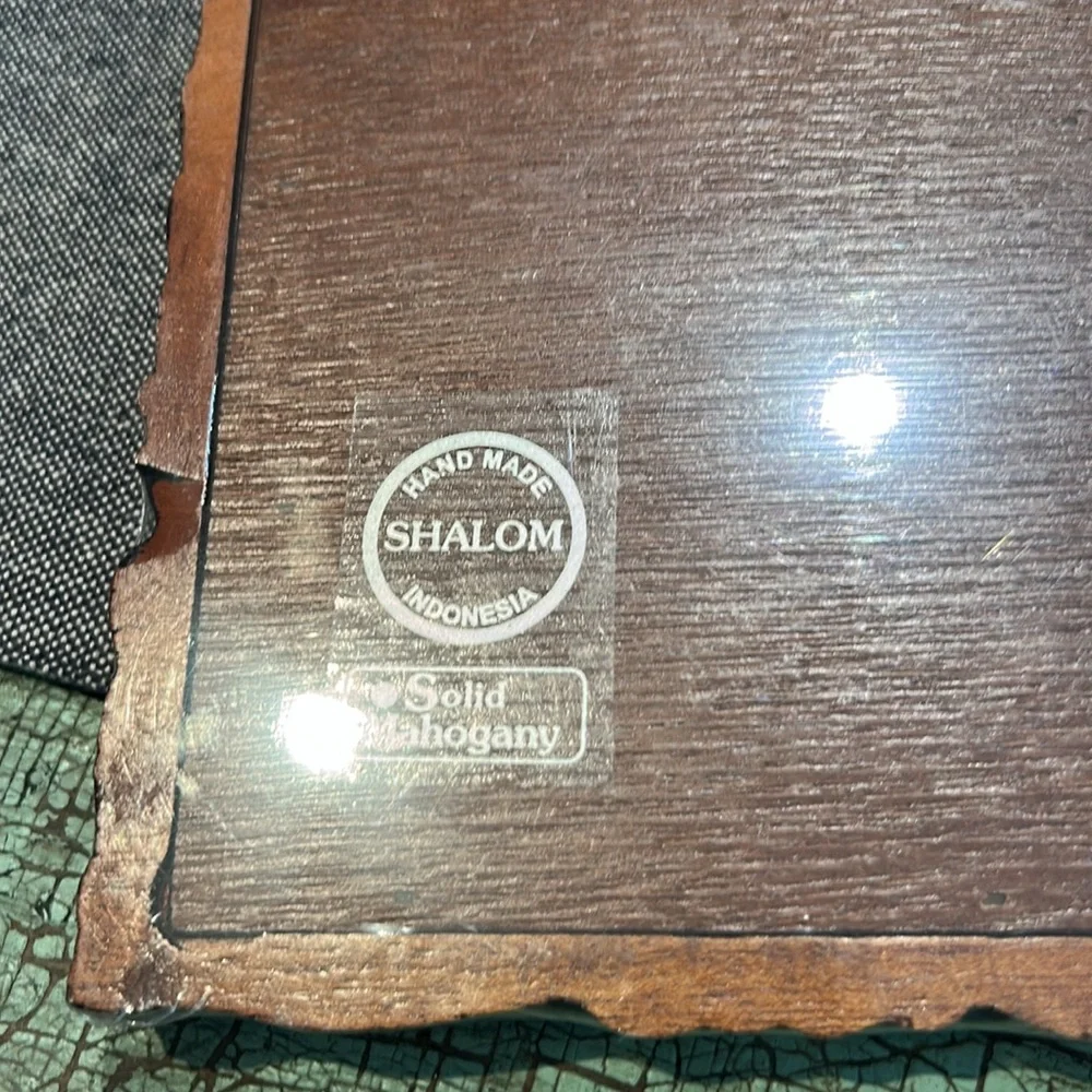 Vintage Handmade Mahogany God Bless Our Family Wooden Plaque original packaging